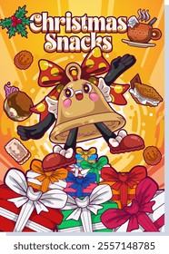 Christmas Snacks Poster with Bell Character