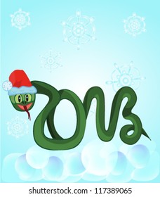 Christmas snake with snowflakes