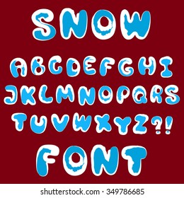 Christmas snow alphabet for design. Vector set