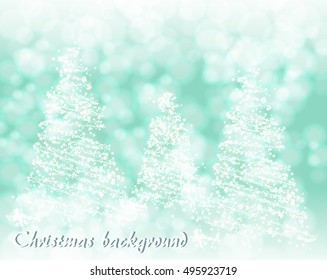 Christmas snow background with abstract Christmas tree
