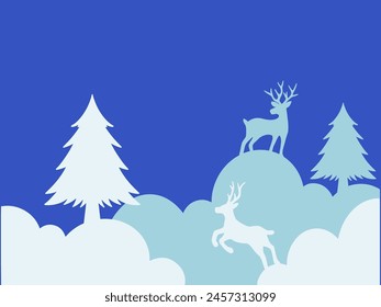 Christmas Snow Background with Tree