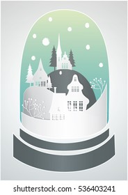 Christmas snow ball with countryside