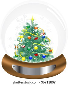 Christmas snow ball with christmas tree