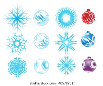 christmas snow & ball, vector illustration