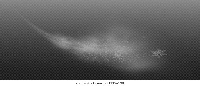 Christmas snow cold blizzard effect, cold wind blow with snowflakes png. Snowfall, vector blizzard overlay.	
