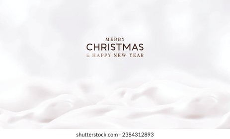 Weihnachtsschneedesign. Wintersaisonale Design weißer Bokeh-Effekt auf schneebedecktem Hintergrund. Realistischer 3D-Stil. Vektorgrafik