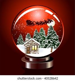 Christmas snow dome vector illustration