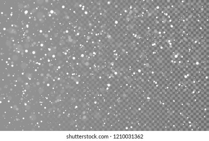 Christmas snow. Falling snowflakes on blue background. Snowfall. Vector illustration.