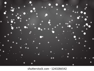 Christmas snow. Falling snowflakes on dark background. Snowfall. Vector illustration.
