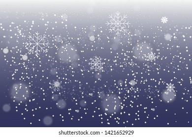 Christmas snow. Falling snowflakes on dark background. Snowfall. Vector illustration