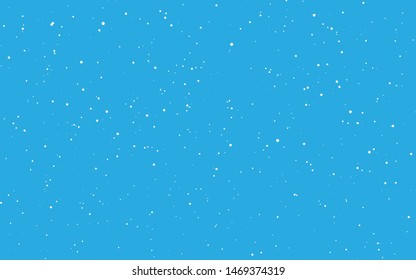 Christmas snow. Falling snowflakes on blue background. Snowfall. Vector illustration.