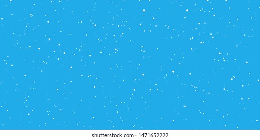 Christmas snow. Falling snowflakes on blue background. Snowfall. Vector illustration.