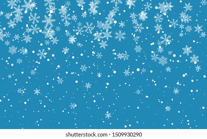 Christmas snow. Falling snowflakes on dark background. Snowfall. Vector illustration.