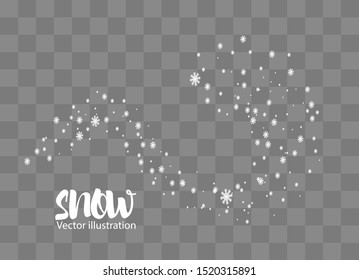 Christmas snow. Falling snowflakes on dark background. White snowflakes flying in the air. Snow flakes