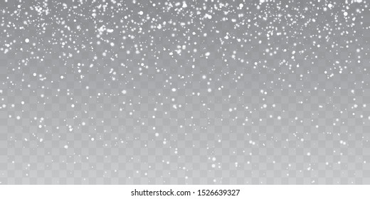 Christmas Snow. Falling Snowflakes On Transparent Background. Snowfall. Vector Illustration.