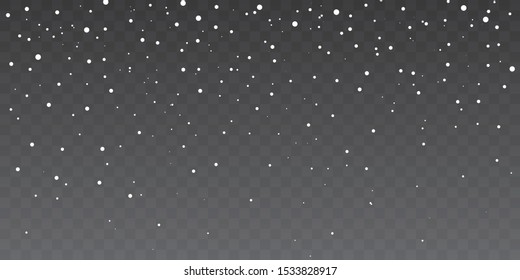 Christmas snow. Falling snowflakes on transparent background. Snowfall. Vector illustration.