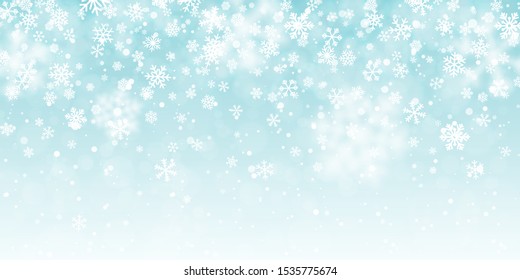 Christmas snow. Falling snowflakes on transparent background. Snowfall. Vector illustration.