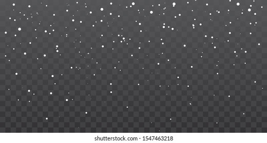 Christmas snow. Falling snowflakes on transparent background. Snowfall. Vector illustration.