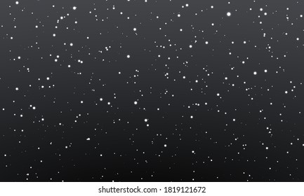 Christmas snow. Falling snowflakes on night background. Snowfall. Vector illustration.