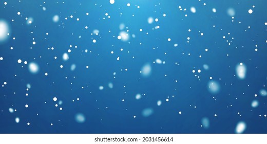 Christmas snow. Falling snowflakes on dark blue background. Snowfall. Vector illustration.