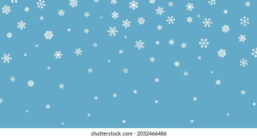 Christmas snow. Falling snowflakes on dark blue background. Snowfall. Vector illustration.