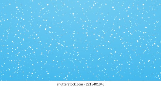 Christmas snow. Falling snowflakes on blue background. Snowfall. Vector illustration.