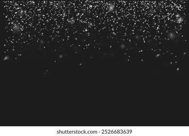 Christmas snow. Falling snowflakes on a dark background. Snowfall. Vector illustration.