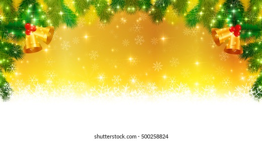 Christmas snow fir tree background