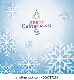 Christmas snow flakes abstract background.