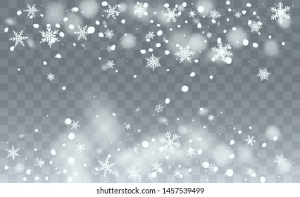 Christmas Snow Flakes Background. Holiday Illustration for Happy New Year Card. Glitter White Snow Background. Magic Blizzard Illustration Design.