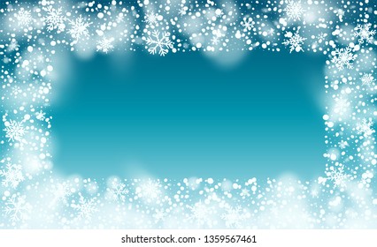 Christmas Snow Flakes Background. Winter Snowy Vector Illustration. Glitter White Snow Background. Magic Blizzard Illustration Design.