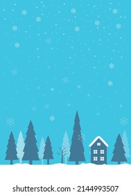 Christmas with snow, forest, house