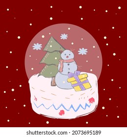 christmas snow glass globe illustration