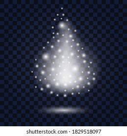 Christmas snow glittering shape with sparkles, snowflakes and  silver star dust. Winter New Year decoration, vector illustration