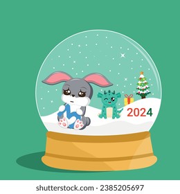  Nieve navideña con personajes de dibujos animados.