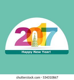 Christmas snow globe with falling snow  in 2017 form inside. Editable vector illustration.