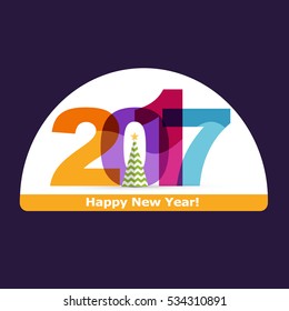 Christmas snow globe with falling snow  in 2017 form inside. Editable vector illustration.
