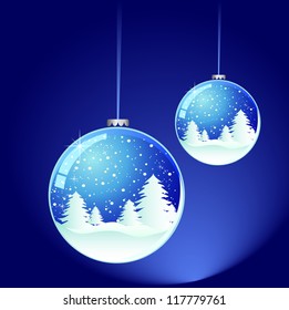 Christmas Snow globe with the falling snow, illustration