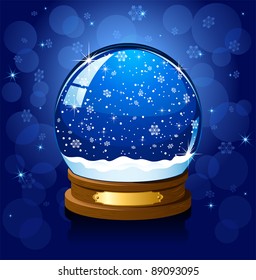 Christmas Snow globe with the falling snow, illustration