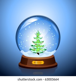 Christmas Snow globe with the falling snow and Christmas tree inside