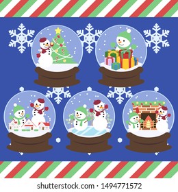 Christmas snow globe five set