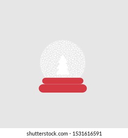 Christmas snow globe flat design for greeting cards, postcards, new year illustration.