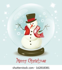 Christmas Snow Globe With funny Snowman