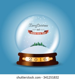 Christmas snow globe with greeting card inside 2016