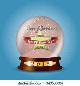 Christmas snow globe with greeting card inside and Vietnam flag 2016