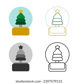 Christmas snow globe icon. Set of christmas snowball icons on white background. Flat vector illustration.