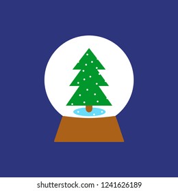 Christmas snow globe icon. Vector illustration in flat design