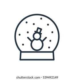 christmas snow globe line web icon on white background