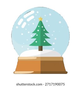 Christmas Snow Globe with Pine Tree and Falling Snow