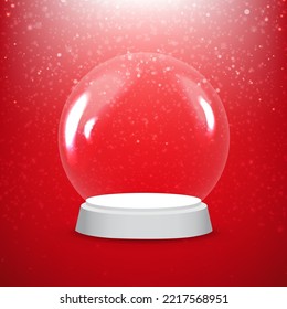 Fondo Rojo De Globe De Nieve De Navidad Con Malla De Gradiente, Ilustración Vectorial